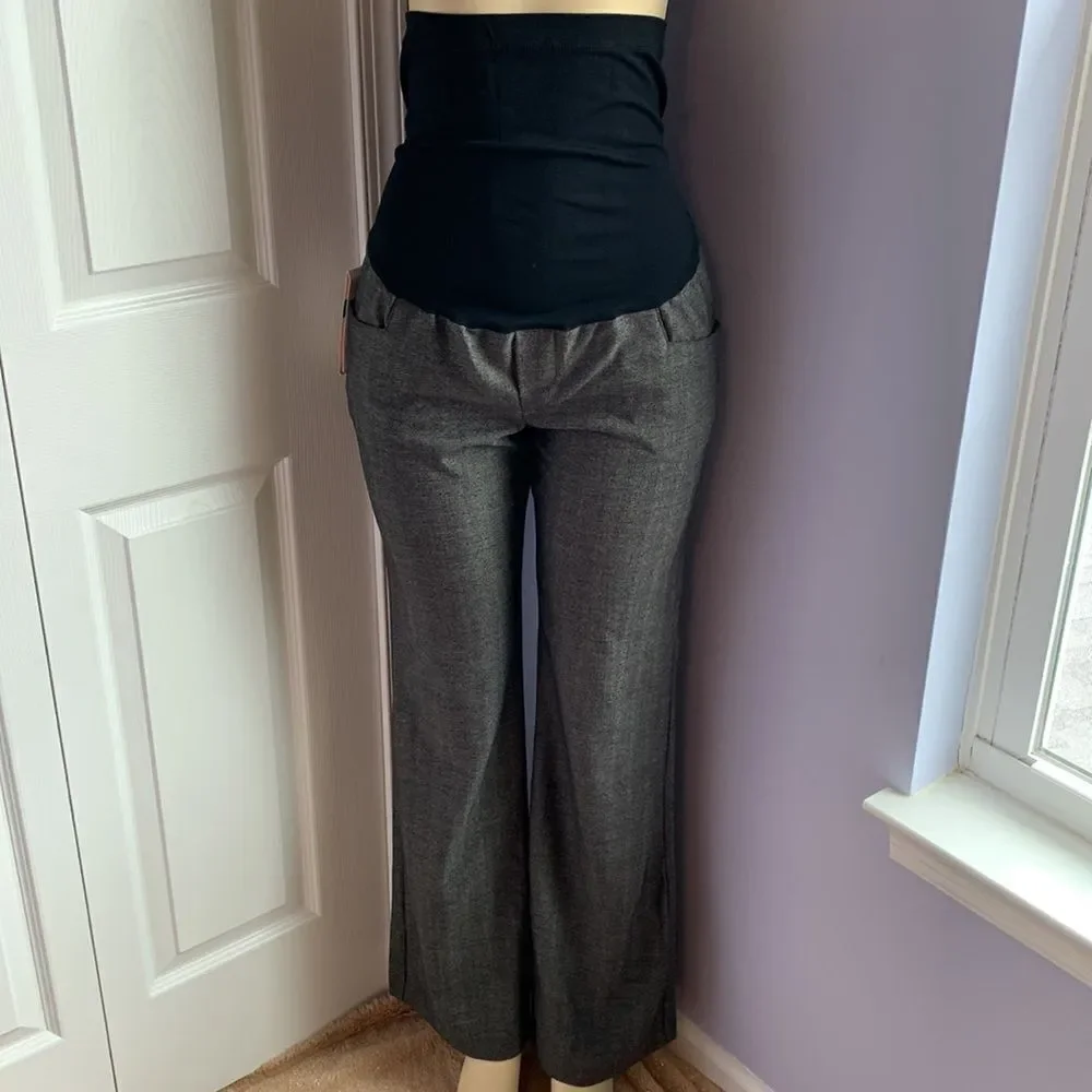 Liz Lange Maternity Full Panel Dress Pants Gray/ Black 6 - Picture 2 of 13